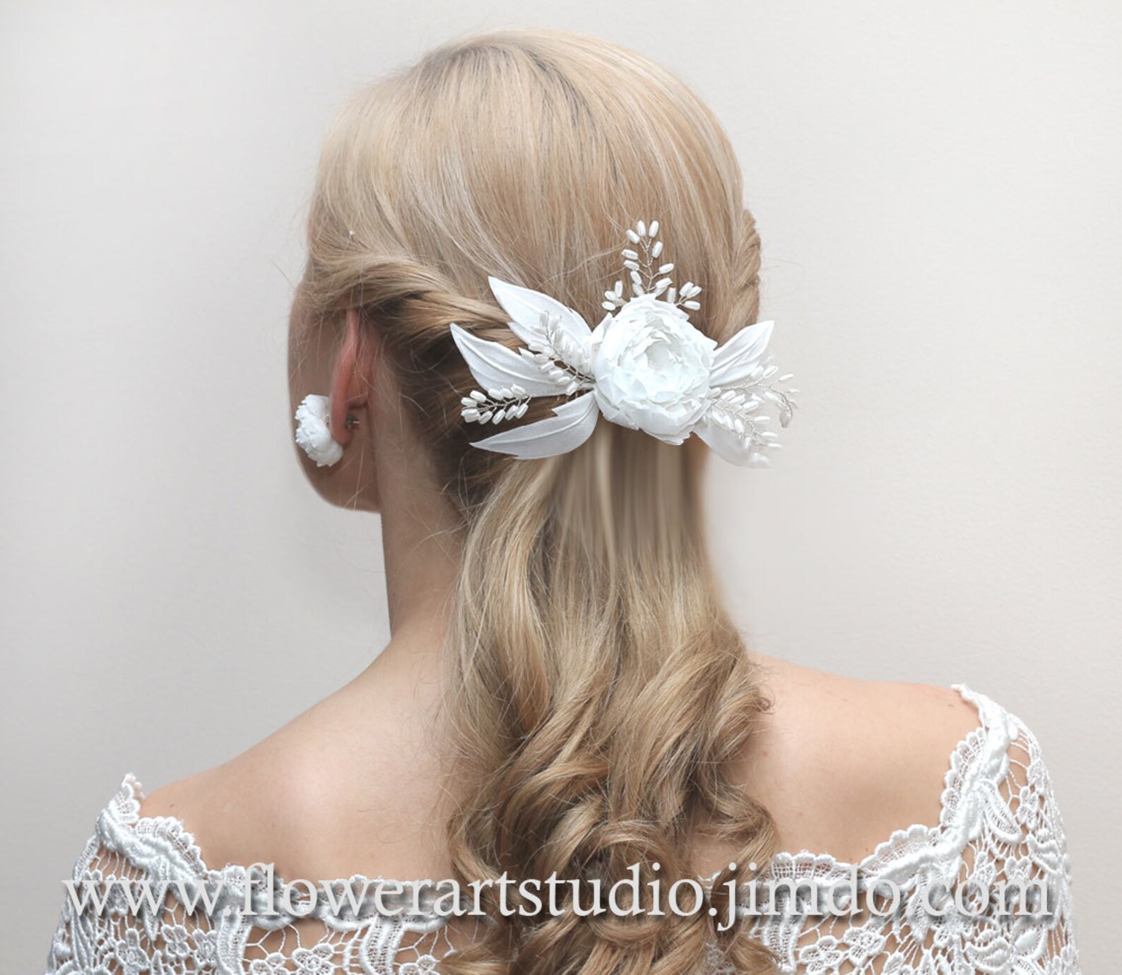 White Bridal Hair Flower Bridal Hair Accessories White Etsy