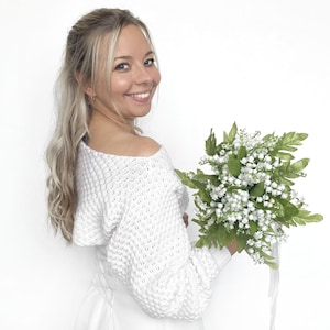 Merino Wool Knitted Wedding Shrug, Bridal Sweater