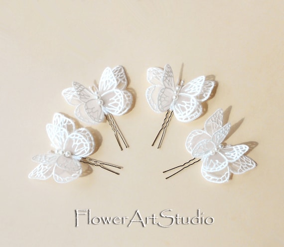 Ivory butterfly best sale hair clips