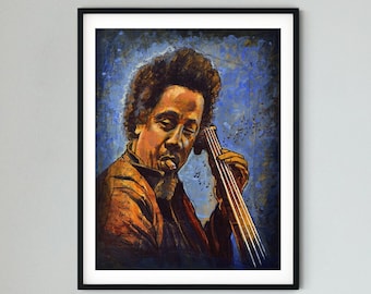 Charles Mingus Painting - Handmade Mingus Original Art - Jazz Bassist Poet Revolutionary Illustration - Handpainted 12x16 inch Portrait Gift