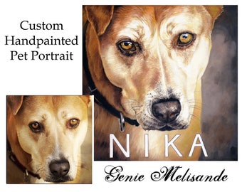 Custom Pet Portrait Painting - Personalized Gift - Artwork of Dog Cat Bird Animal - Handmade Commission Multiple Pets Original Oil Painting