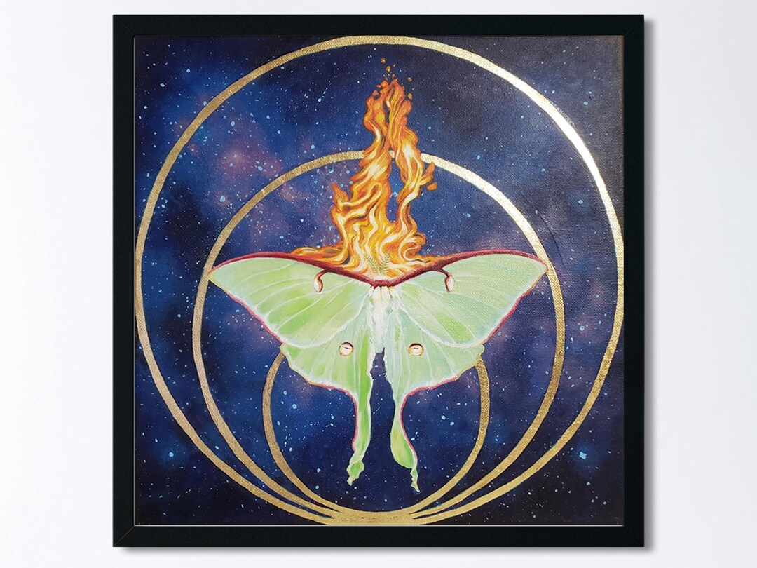 Original Painting Burning Moth With Gold Leaf - Memento Mori Art ...