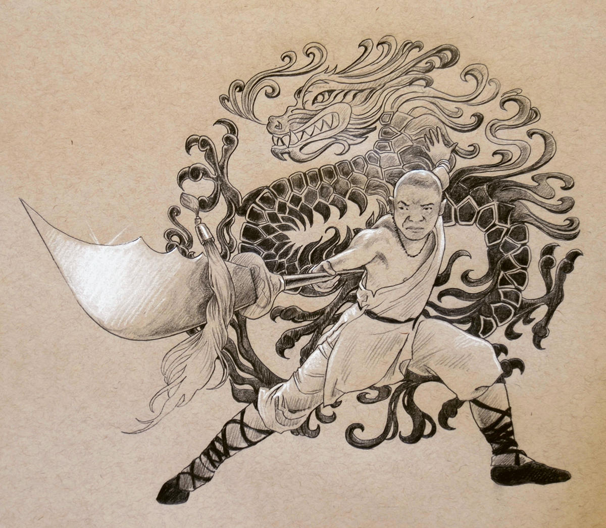 ORIGINAL DRAWING Chinese Dragon Kung Fu Martial Art Warrior Shaolin Monk  Pencil Figure Drawing 8x10 Inches - Etsy Canada