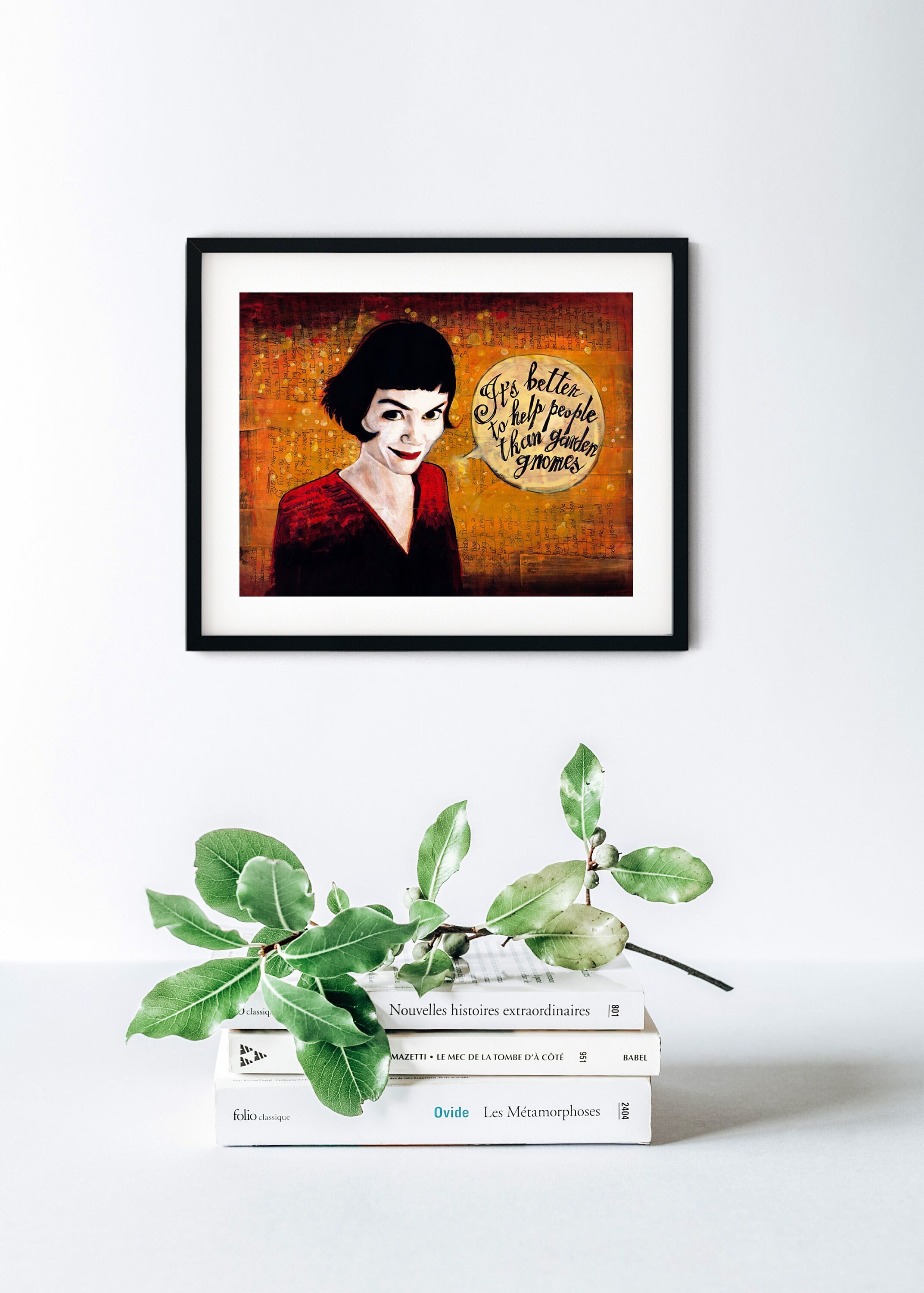 Amelie Art Print - Handmade Poulain Painting - Paris Bohemian Illustration - Magical Film Quote - 5x7 or 8x10 or 8.5x11 with Mat Option