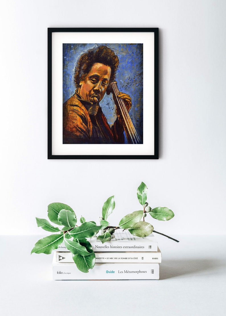 Charles Mingus Art Print Jazz Bassist Poet Revolutionary Artist Handmade Musician Illustration Gift 8x10 Artwork with Mat Option 11x14 image 1