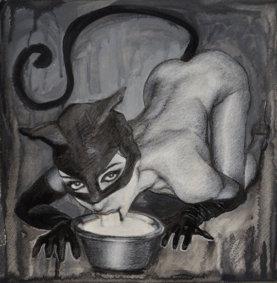 Sexy Masked Woman Art Print Nude Catwoman Role Play Drawing 8x8 Square  Artwork in 12x12 Mat - Etsy