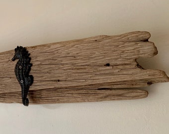 Seahorse Driftwood Coat Rack, Rustic Driftwood Clothes Hanger, Coastal Towel Rack, Handmade Eco-Friendly Rack, Scarf Hats Rack, Long Rack