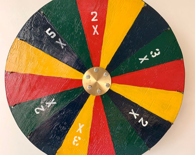 Vintage Wheel of Fortune, Handmade Wheel Tabletop Stand, Carnival