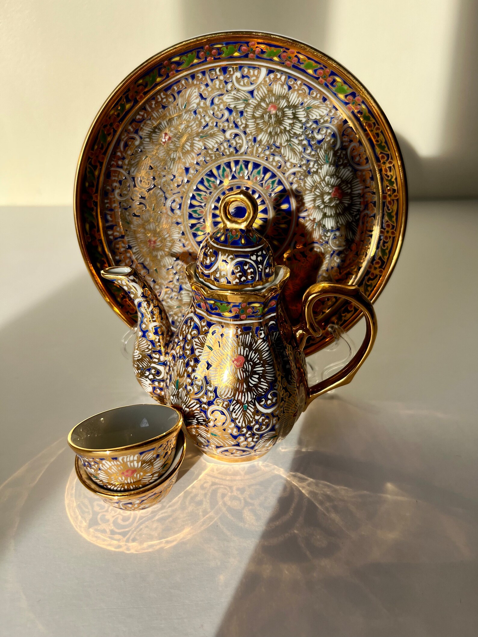 Vintage Oriental Tea Set Hand Painted Porcelain Tea Set Etsy