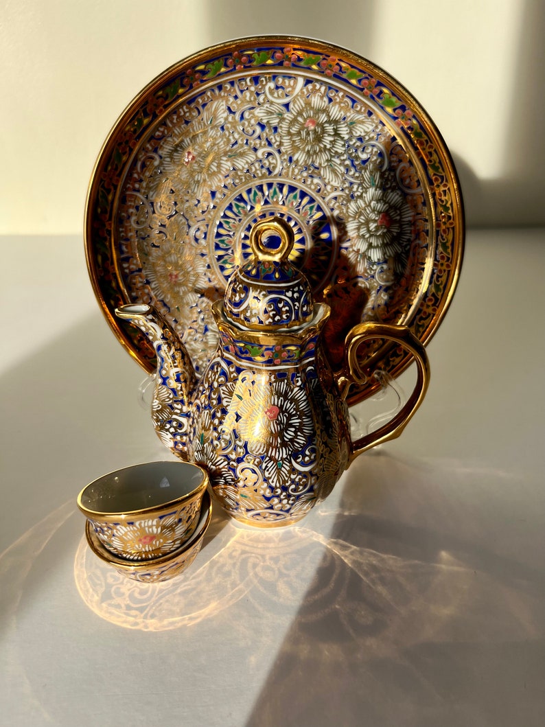 Vintage Oriental Tea Set Hand Painted Porcelain Tea Set Etsy