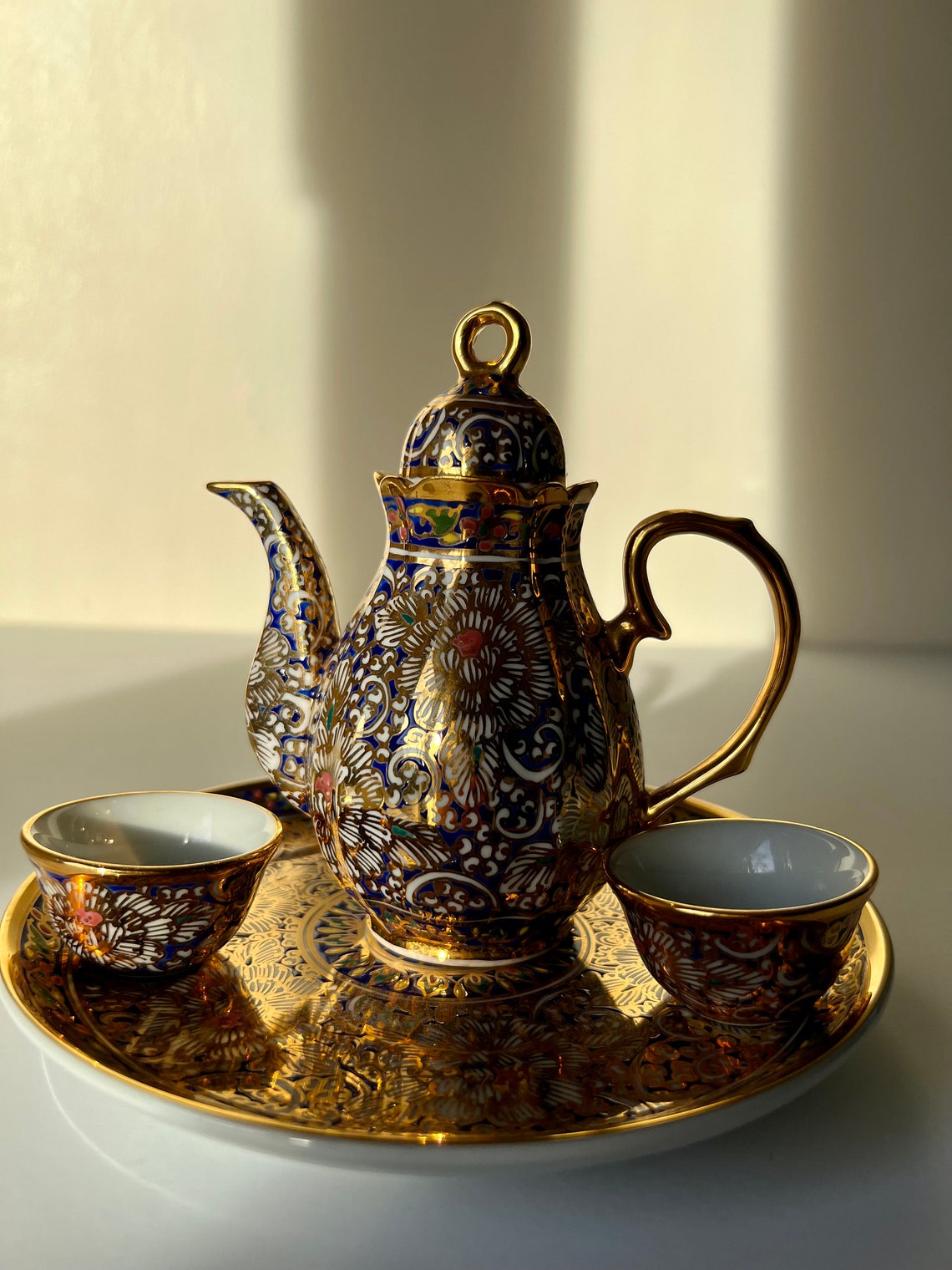 Vintage Oriental Tea Set Hand Painted Porcelain Tea Set Etsy