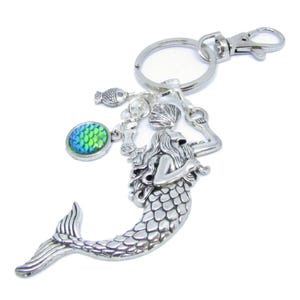 Mermaid Keychain, Beach Charm for Car Mirror, Mermaid Gifts for Adults, Bag Charm, Tropical Purse Charm, Stocking Stuffer Gifts