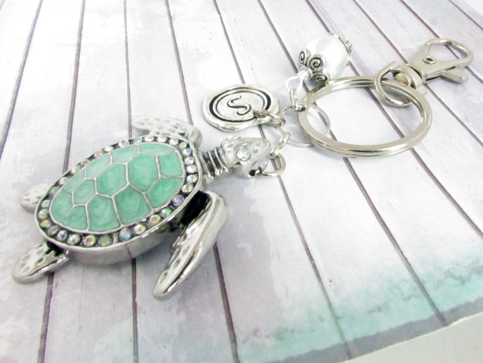 Sea Turtle Keychain Turtle Keyring Beach Keychain Custom Etsy