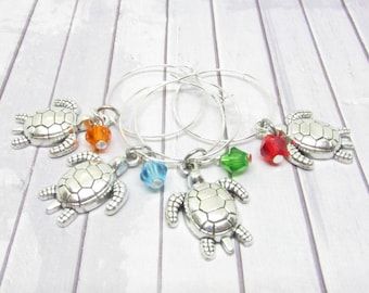 Sea Turtle Wine Charms - Wine Glass Charms - Set of 4 Wine Charms - Wine Accessories - Wine Gifts for Hostess - Gifts for Mom