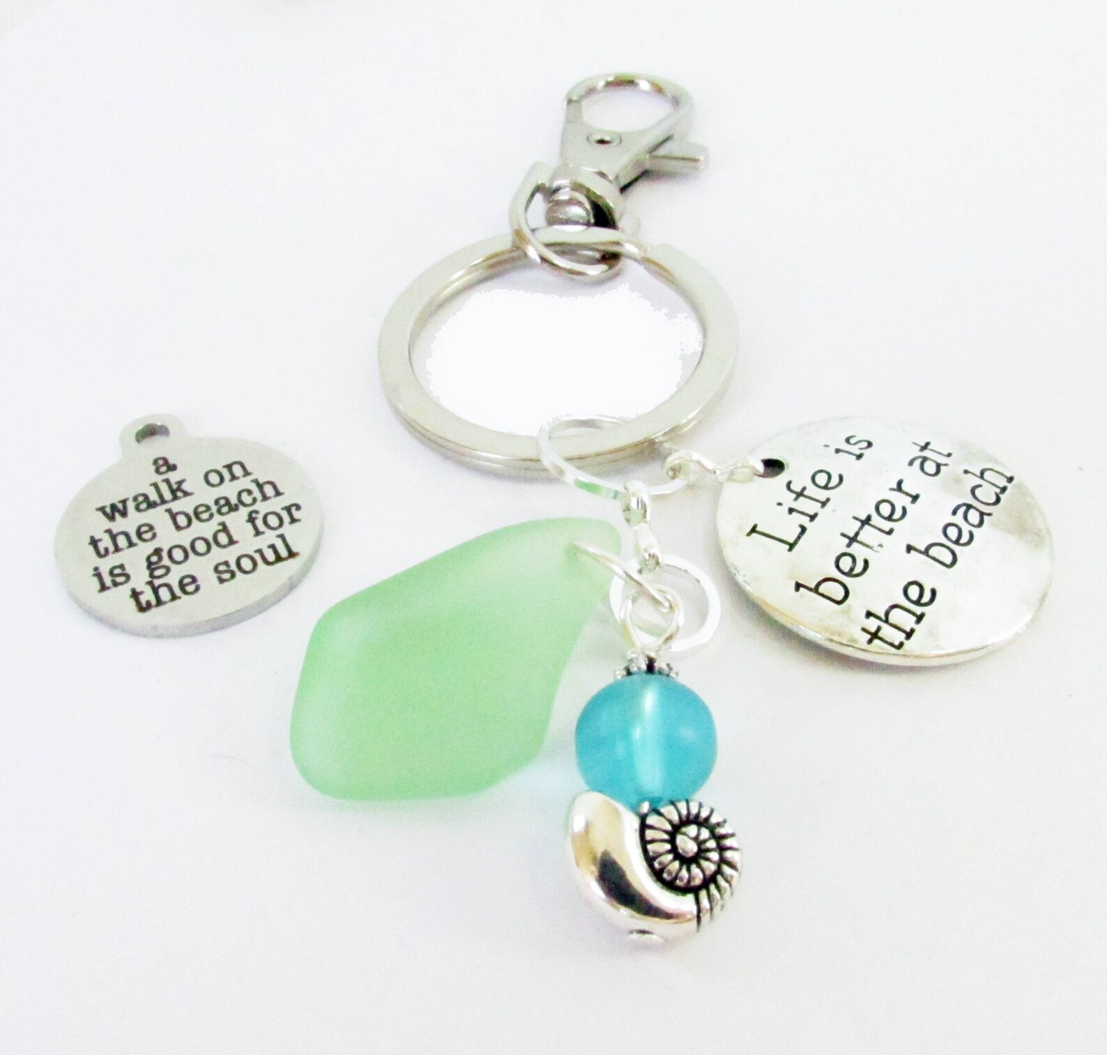 Seaglass Keychain Beach Keychain Sea Glass Keychain Car Etsy