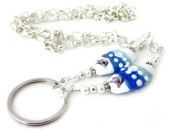 Eyeglass Lanyard, Beach Lanyard, Ocean Lanyard, Beaded Lanyard, Eyeglass Holder Necklace, Eyeglass Leash, eyeglasses chain, ID Lanyard