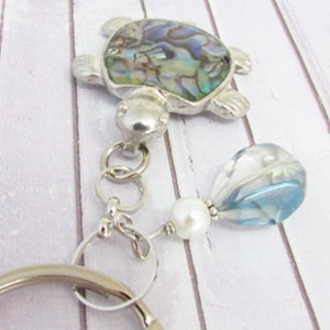 Turtle Keychain, Beach Keychain, Sea Turtle Keychain, Abalone Shell ...