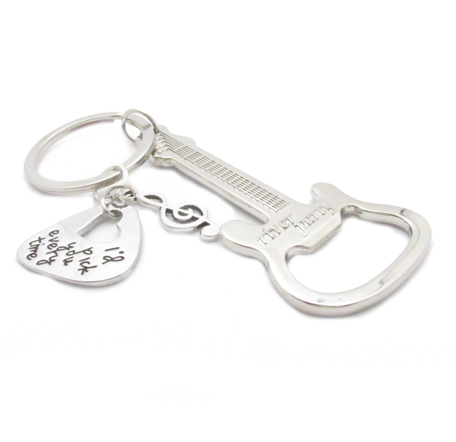 Guitar Bottle Opener Keychain I'd Pick You Keychain Etsy Ireland