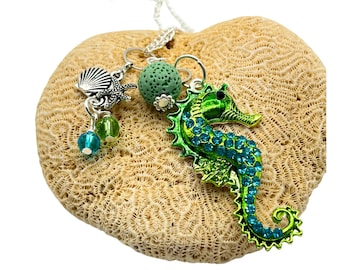 Seahorse Rear View Mirror Charm - Sea Horse Diffuser Car Charm
