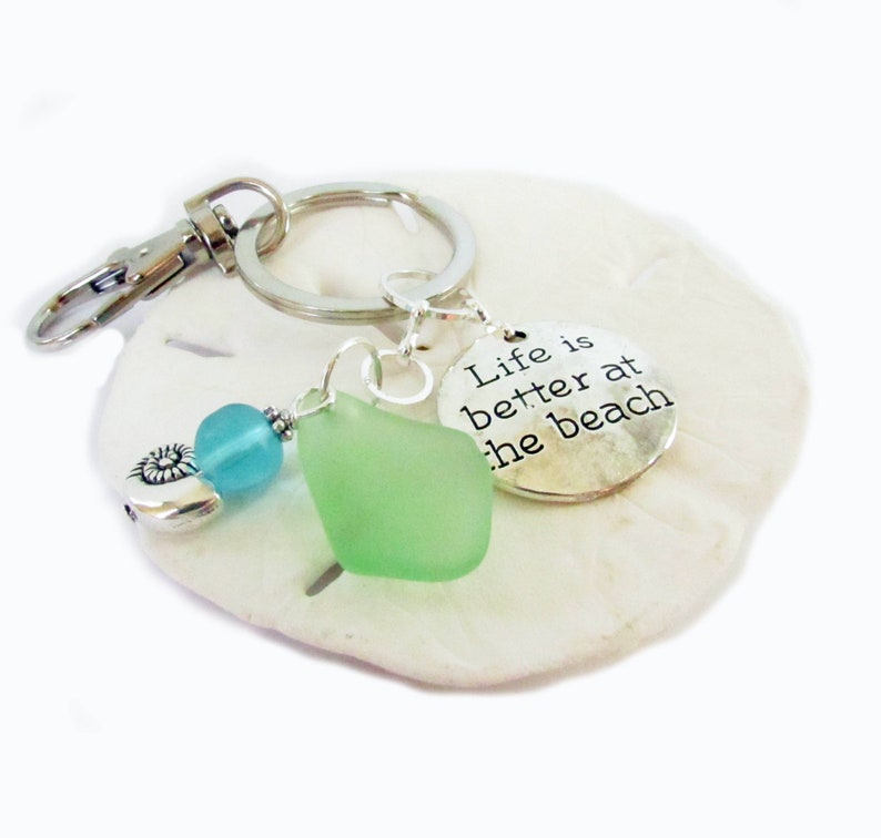 Seaglass Keychain Beach Keychain Sea Glass Keychain Car Etsy