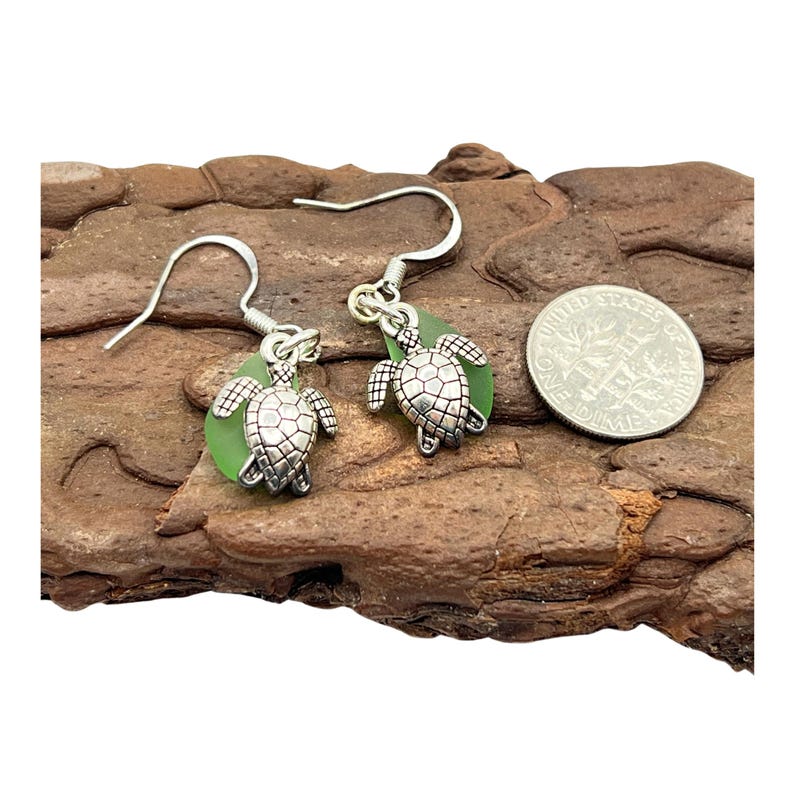Sea Turtle Earrings, Ocean Life Beach Glass Starfish Jewelry image 9