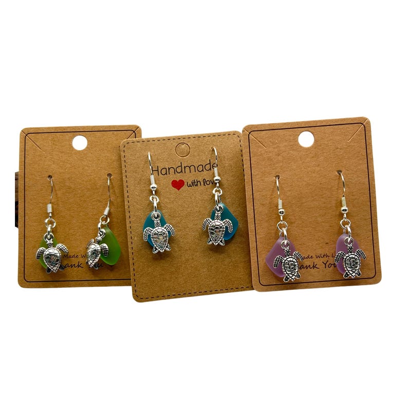 Sea Turtle Earrings, Ocean Life Beach Glass Starfish Jewelry image 6