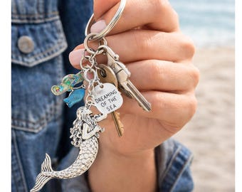 Mermaid Keychain, Nautical Key Chain, Beach Inspired Gift