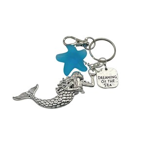 Mermaid Keychain, Sea Glass Starfish, Coastal Keyring image 3