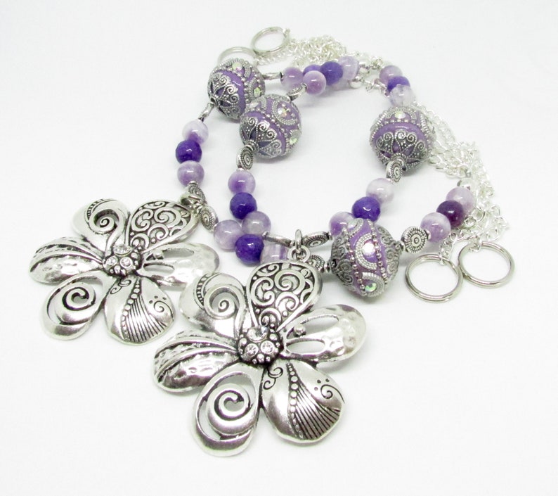 Purple Flower Curtain Tie Backs Beaded Curtain Tiebacks Etsy