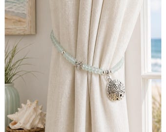 Sand Dollar Curtain Tiebacks: Sea Glass Drapery Holdbacks