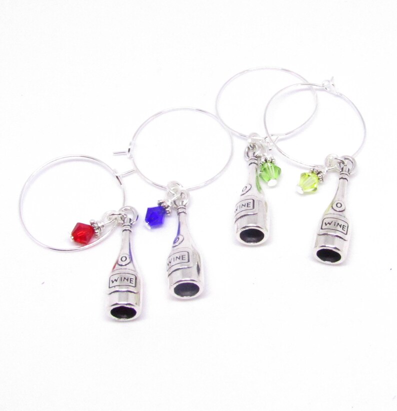 Wine Charm Set Wine Glass Charms Hostess Gift Wine Bottle Etsy