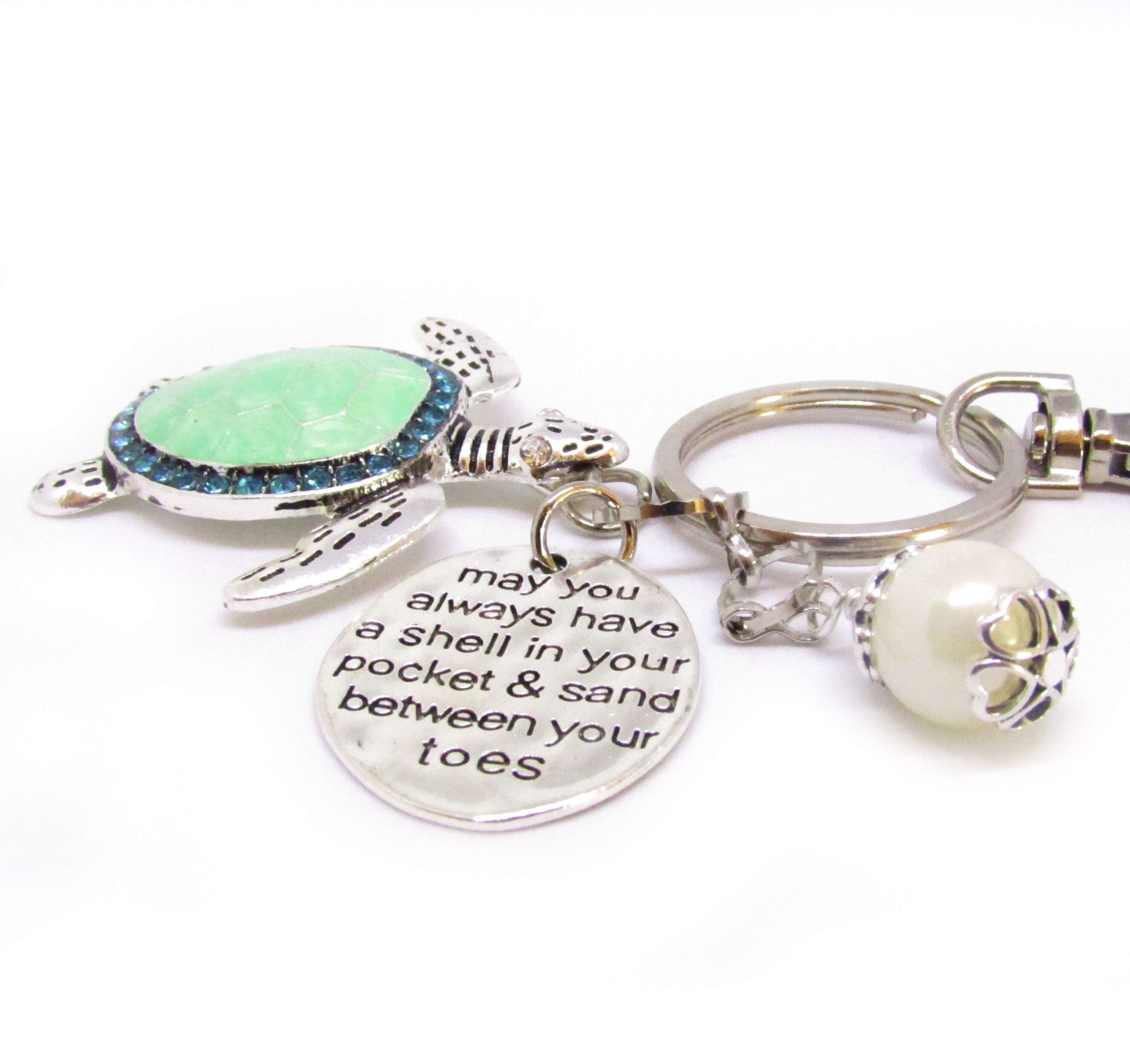 Abalone Shell Sea Turtle Keychain: Beach Bag Charm - Etsy