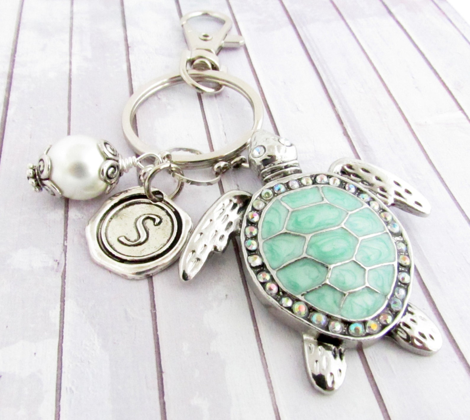 Sea Turtle Keychain Turtle Keyring Beach Keychain Custom Etsy