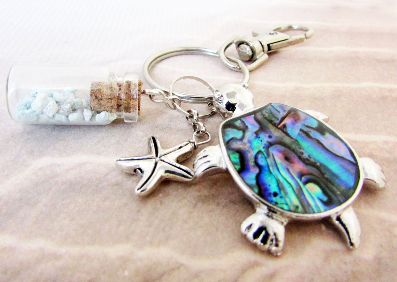 Sea Turtle Keychain Beach Keychain Abalone Keychain Beach - Etsy