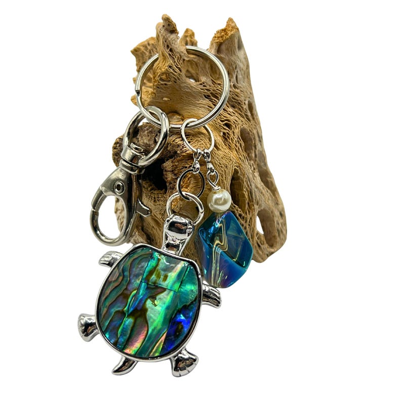 Abalone Shell Sea Turtle Keychain: Beachy Charm Keyring - Etsy