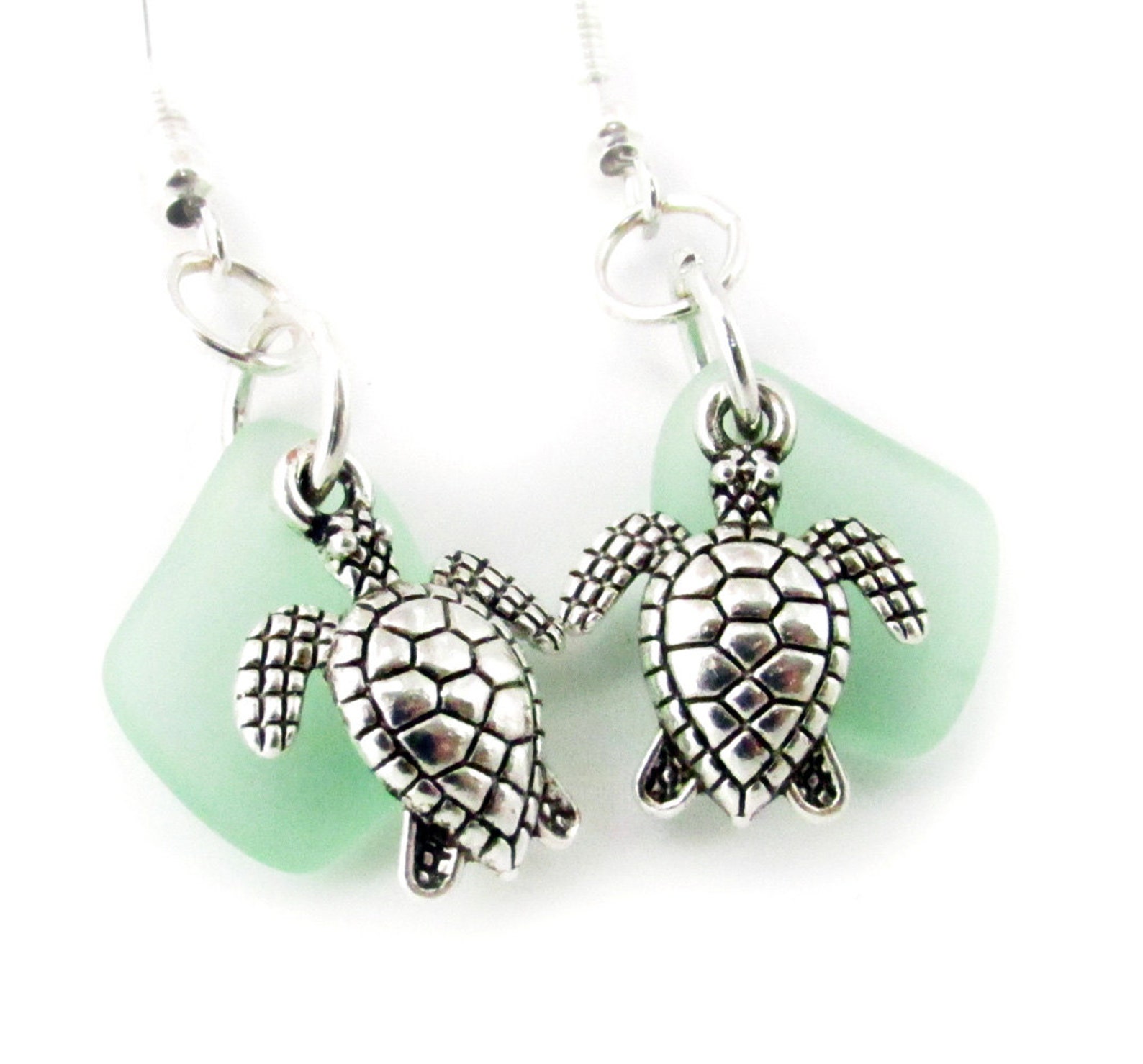 Sea Turtle Earrings Sea Glass Earrings Dainty Earrings | Etsy
