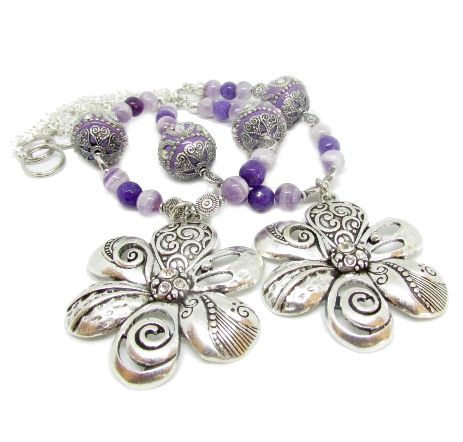 Purple Flower Curtain Tie Backs Beaded Curtain Tiebacks Etsy