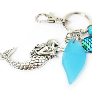Mermaid Keychain, Mermaid Accessories, Sea Glass Keychain, Mermaid Gifts for Her, Birthday Gift for Women, Mermaid Bag Charm