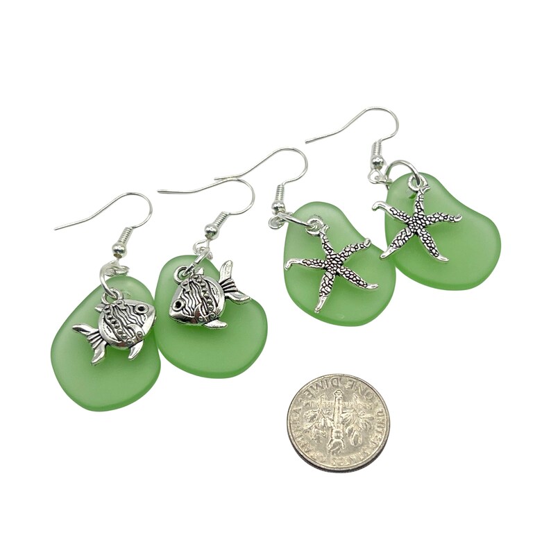 Sea Turtle Earrings, Ocean Life Beach Glass Starfish Jewelry starfish earrings