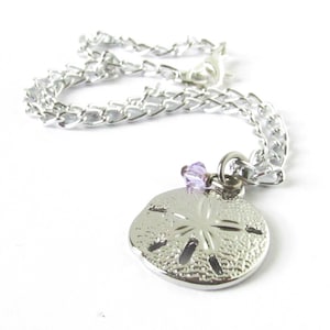 Charm Anklet, Beach Anklet, Sand Dollar Jewelry, Beach Jewelry, Ankle Bracelet, Purple Anklet, Birthday Gift for Her, Summer Ankle Bracelet