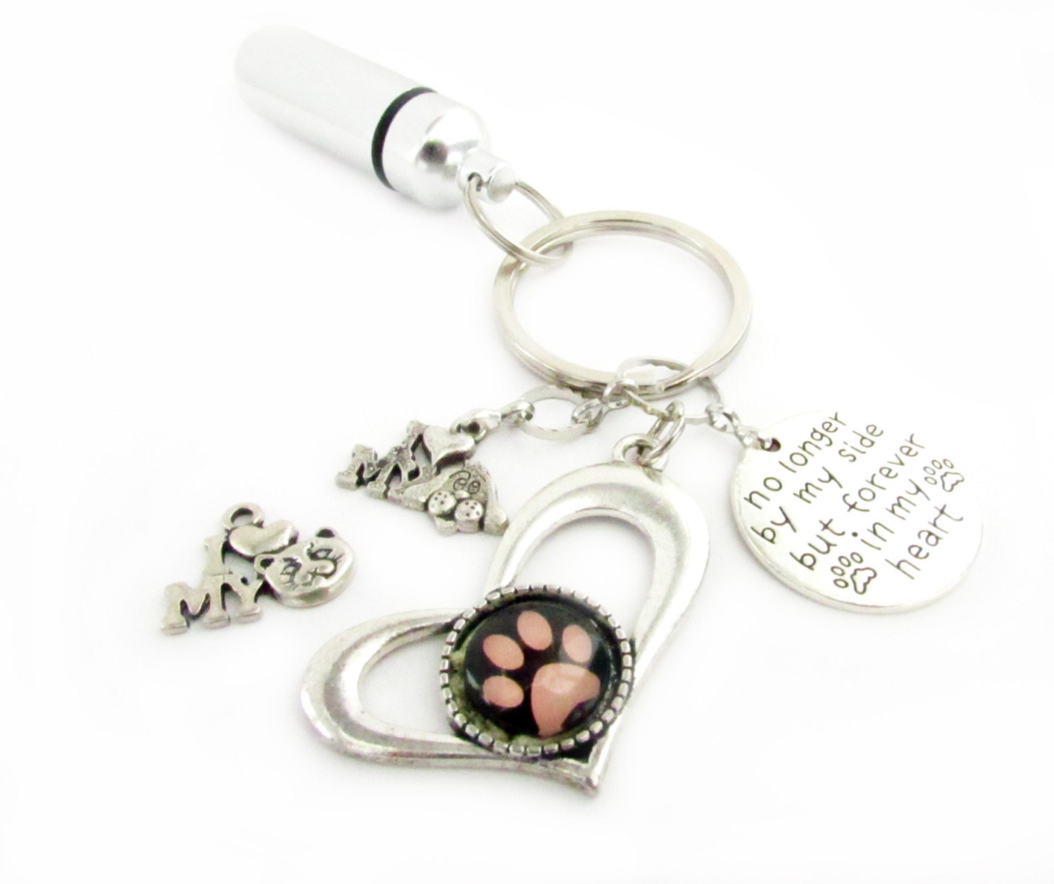 Pet Loss Keychain Ashes Urn Keychain Paw Print Keychain Etsy