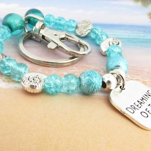 Keychain Bracelet, Wrist Bracelet Keychain, Wristlet Keyring Lanyard, Birthday Gifts for Women, Beach Gifts for Her