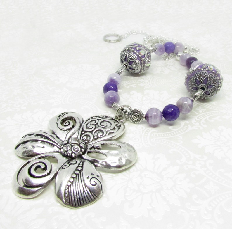 Purple Flower Curtain Tie Backs Beaded Curtain Tiebacks Etsy