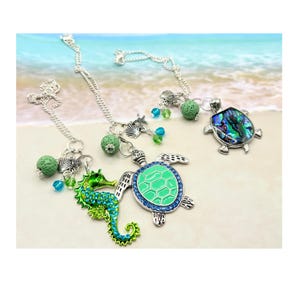 Sea Turtle Car Diffuser: Rhinestone Pendant, Lava Bead, Beach Charm