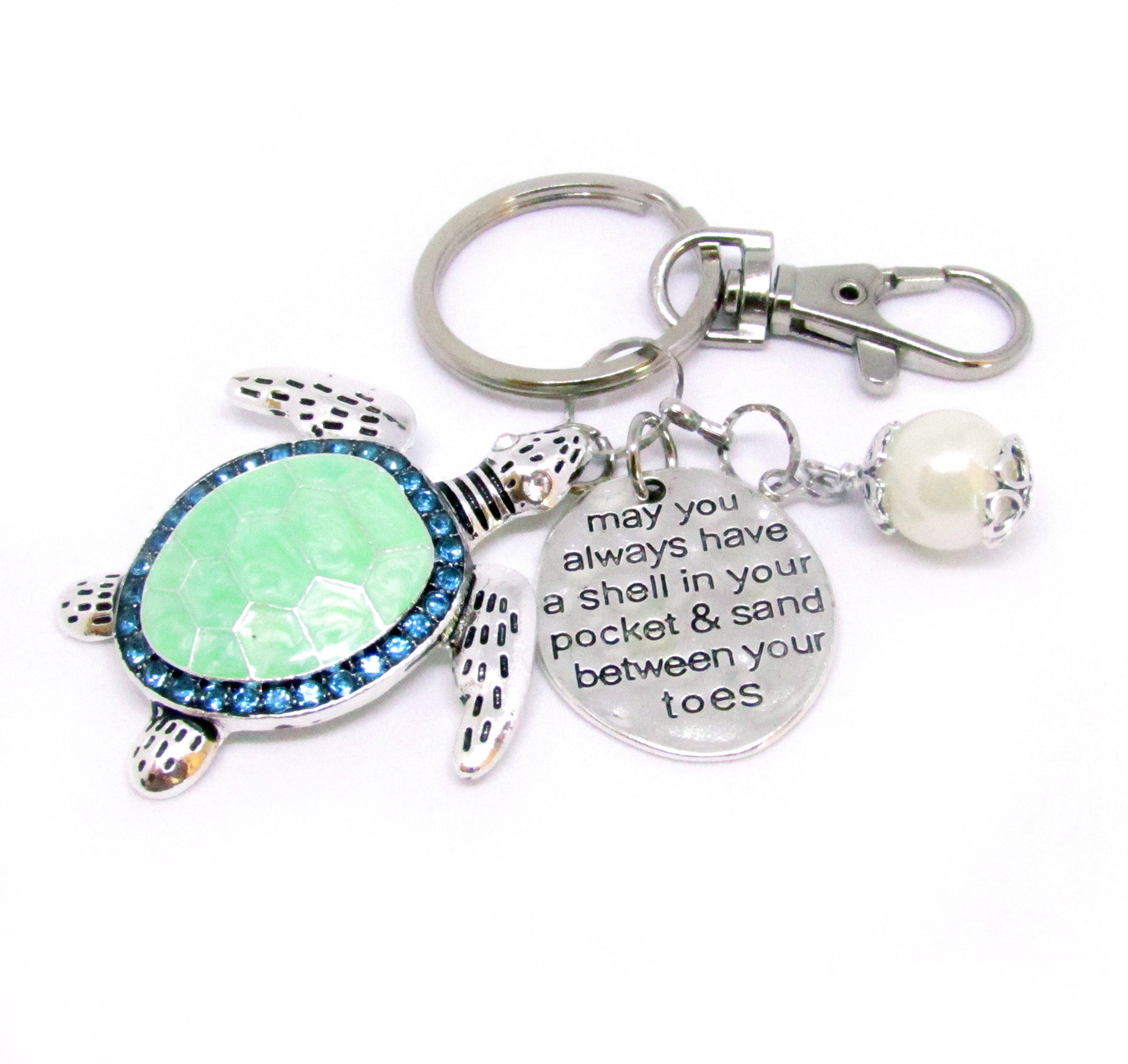 Abalone Shell Sea Turtle Keychain: Beach Bag Charm - Etsy