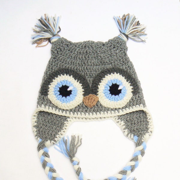 Owl Hat, Kids Hat, Crochet Owl hat, Kids Winter Hat, Crochet Kids Hat, Earflap Hat, Toddler Boy Outfit, Bird Hat, Cute kids Hat, Infant Hat