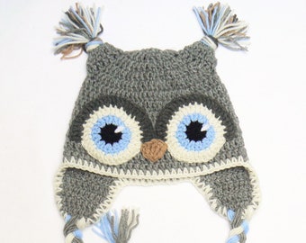 Owl Hat, Kids Hat, Crochet Owl hat, Kids Winter Hat, Crochet Kids Hat, Earflap Hat, Toddler Boy Outfit, Bird Hat, Cute kids Hat, Infant Hat
