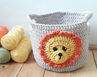 Crochet Basket, Storage Basket, Home Decor, Handmade Basket, Crochet storage, Nursery Storage,  Kids Room, Basket with Handles, Toy Basket