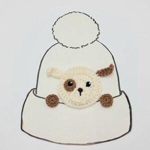 Applique cucciolo, cane all'uncinetto, design applique, applique per cappelli, motivo animale, applique da cucire, abbigliamento per bambini, materiali artigianali, applique fatte a mano