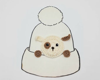 Puppy Applique, Crochet Dog, Applique Design, Hat Applique, Animal Motif, Sew on Applique, Kids Clothing, Craft supplies, Handmade Applique